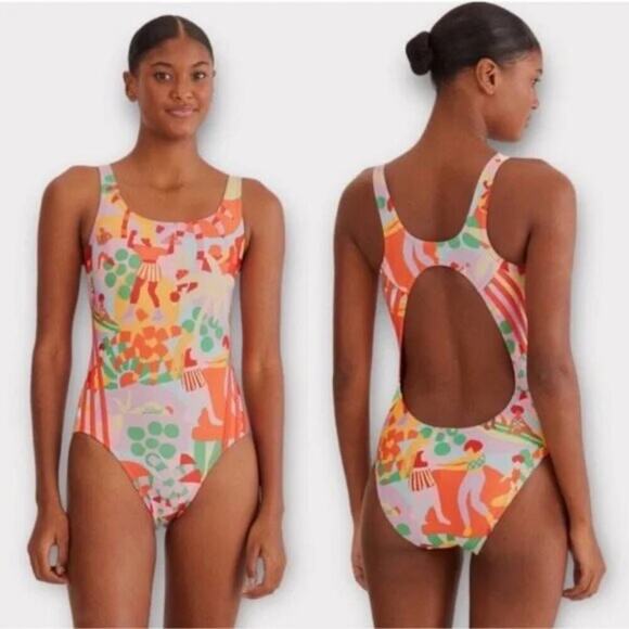 Adidas x FARM Rio One-Piece Swimsuit Pearl Citrine Multicolor Size 0 NEW/NWT!! - Picture 1 of 16